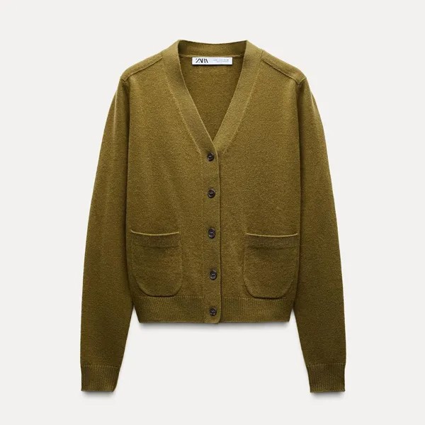 Кардиган Zara by Carlyne Cerf Wool Basic, светлый хаки