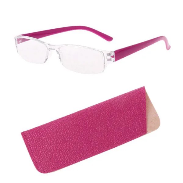 Легкие прозрачные тонкие очки для чтения без оправы 1.00-4.00 диоптрии очки с кожаным чехлом