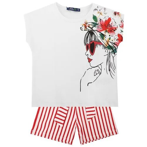 Комплект одежды L'addobbo, футболка и шорты, повседневный стиль, размер 98, красный
