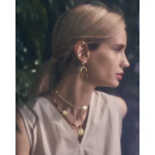 Серьги двусторонние RIRY Jewelry Серьги с Яшмой, яшма, размер/диаметр 50 мм, бежевый, желтый