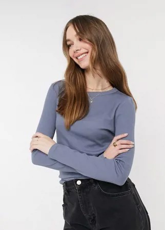 Лонгслив кремневого цвета с длинными манжетами Cotton On-Белый