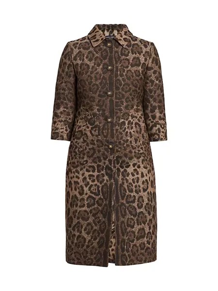 Жаккардовое пальто из смесовой шерсти Dolce&Gabbana, леопард