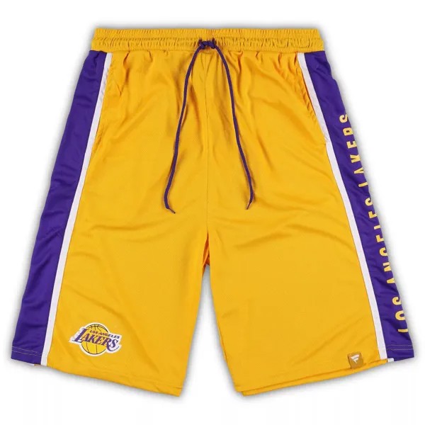 Мужские фирменные золотые шорты Los Angeles Lakers Big & Tall Referee Iconic в сетку Fanatics