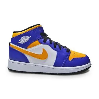 Кроссовки Nike Air Jordan 1 Mid (GS) для юниоров — DQ8423 517 — Dark Concord Taxi White Black