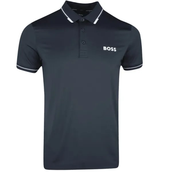 Мужская рубашка-поло с короткими рукавами Hugo Boss Paul Pro Slim Fit, темно-синий