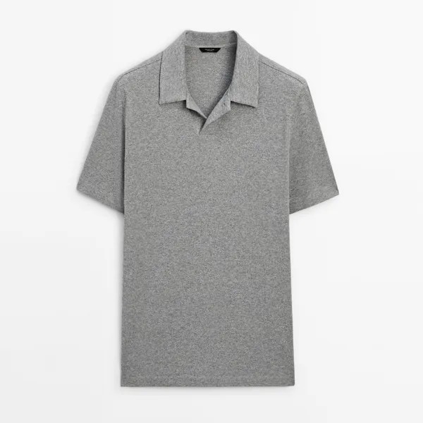 Футболка-поло Massimo Dutti Mouliné Detail, серый