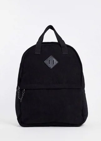 Черный вельветовый рюкзак с ручками ASOS DESIGN-Черный цвет