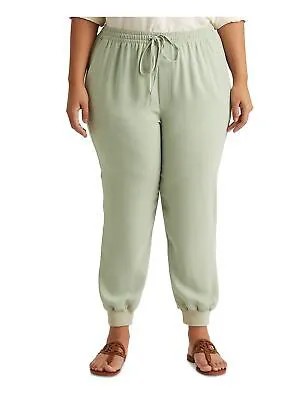 RALPH LAUREN Женские зеленые креповые спортивные штаны с кулиской и манжетами плюс 14W