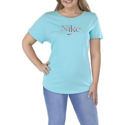 Женские синие хлопковые футболки и топы с логотипом Nike Athletic Plus 2X BHFO 1532