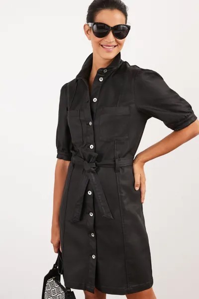 Джинсовое платье-рубашка с покрытием Next, черный
