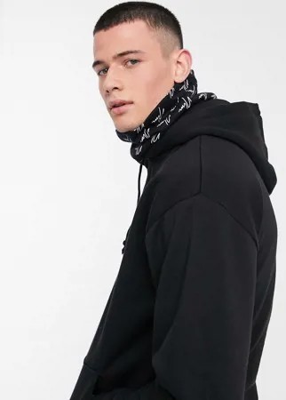 Черный худи с шарфом-снудом с логотипом NLM от New Look