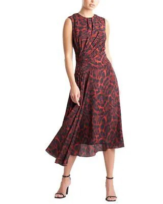 Женское шелковое платье Natori с драпировкой по бокам, красное 2