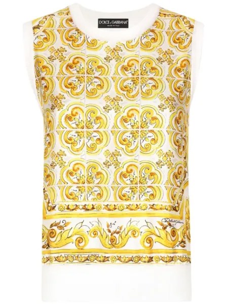 Dolce & Gabbana свитер Majolica без рукавов, белый