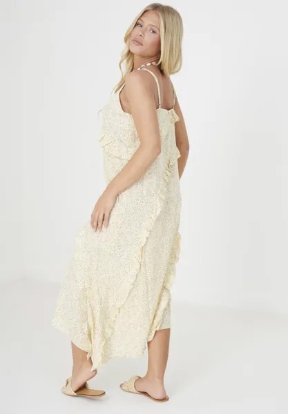 Платье макси BEA CHIFFON FLOWY RUFFLES Brave Soul, светло-желтый
