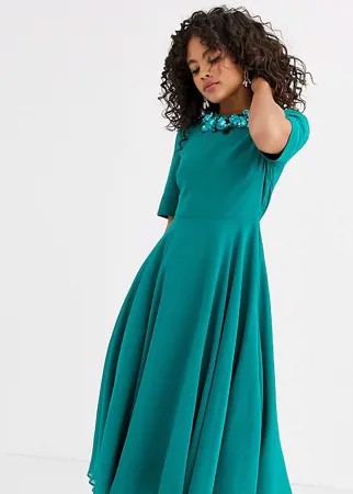 Платье миди с кроп-топом и отделкой ASOS DESIGN Tall-Зеленый цвет