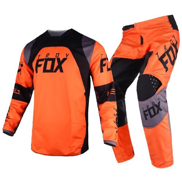 180 Trice Lux Gear Set Троя лиса Мотокросс гоночные трикотажные брюки MX MTB велосипед комплекты для внедорожника уличный мотоцикл оранжевый костюм для мужчин