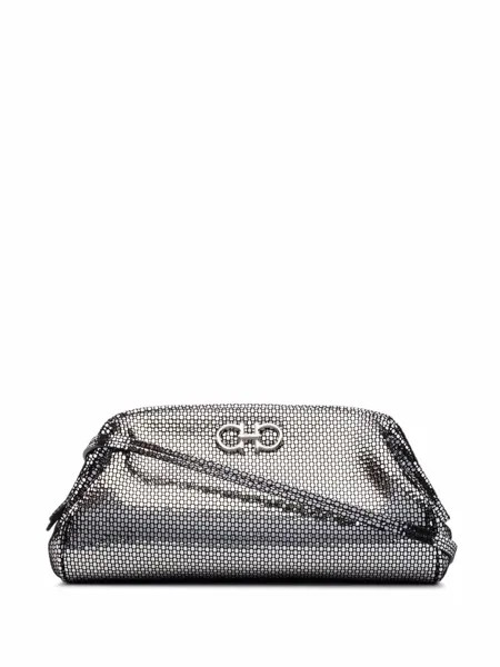 Salvatore Ferragamo клатч Gancini с эффектом металлик