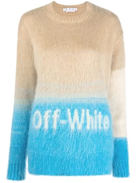 Off-White джемпер Helvetica вязки интарсия, нейтральный цвет