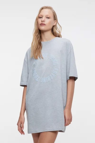 Платье-футболка oversize домашнее с принтом