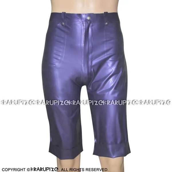 Жемчужные фиолетовые сексуальные военные латексные боксеры, шорты с передней молнией и карманами, резиновые шорты, нижнее белье, женское ни...