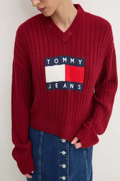 Свитер Tommy Jeans, бордовый
