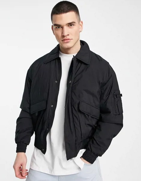 Черный oversize-бомбер ASOS DESIGN-Черный цвет