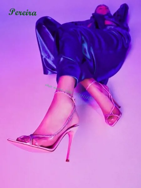 Сандалии с острым носком и металлическим декором, новинка 2022, женские босоножки с металлическим каблуком-шпилькой и ремешком на щиколотке, однотонная Роскошная обувь, сексуальная элегантная вечерняя Вечерние