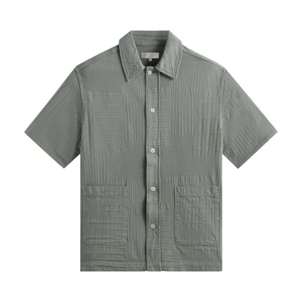 Рубашка Kith Overdyed Patchwork Boxy Collared Overshirt, зеленый