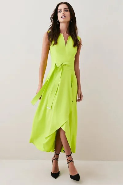 Компактное приталенное платье миди с водопадом из вискозы Petite Karen Millen, зеленый