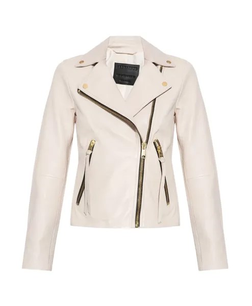 Кожаный пиджак Allsaints, бежевый