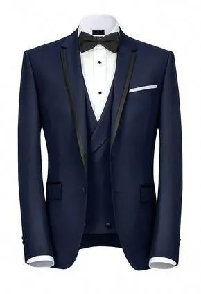 Последний дизайн мужские костюмы Slim Fit темно-синие свадебные костюмы для мужчин смокинги Жених выпускного вечера вечерние мужской костюм, смокинг Mariage 3 шт.