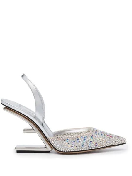 FENDI туфли с кристаллами, серебристый