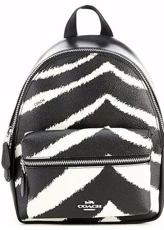 Рюкзак Coach, натуральная кожа, текстиль, регулируемый ремень, белый, черный