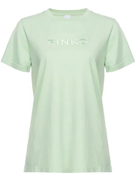 PINKO футболка с вышитым логотипом, зеленый