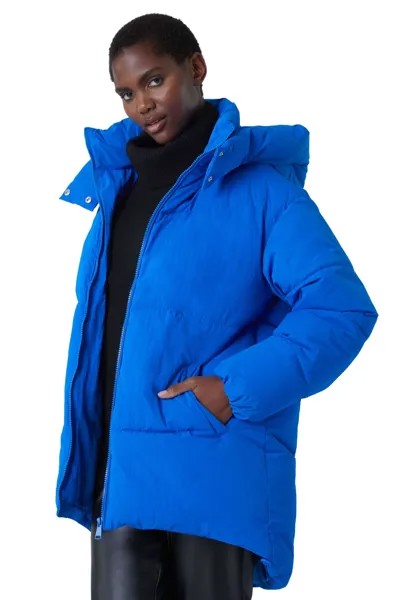 Утепленное пальто оверсайз с капюшоном Roman, синий