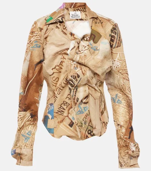Хлопковая рубашка Drunken с рюшами Vivienne Westwood, бежевый