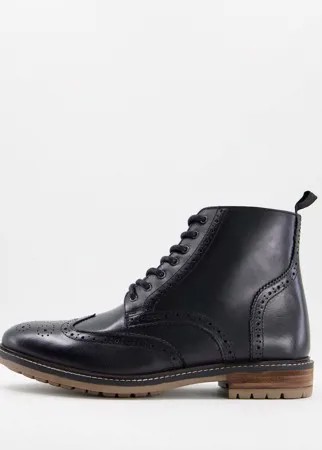 Черные кожаные броги на шнуровке Silver Street-Черный цвет
