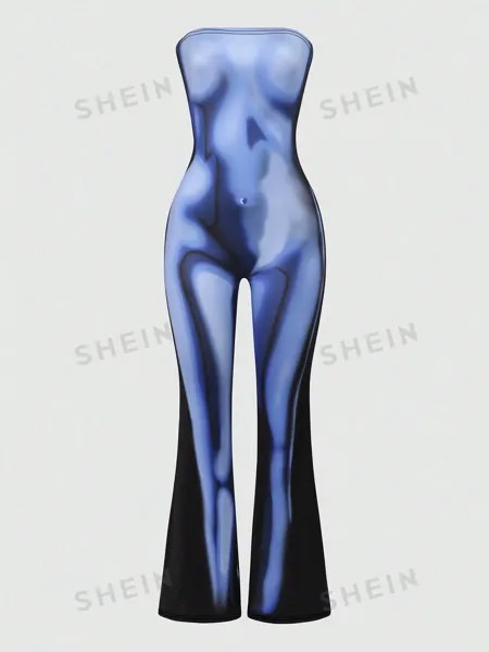 Комбинезон женский Shein Icon Body Heat Map с принтом, синий