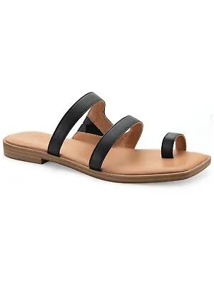 SUN STONE Женские черные кожаные сандалии без шнуровки песочного цвета с квадратным носком, 6 м