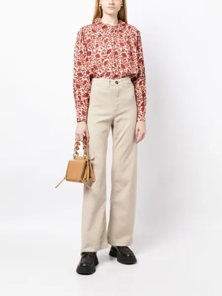 Bonpoint блузка с длинными рукавами и цветочным принтом, красный