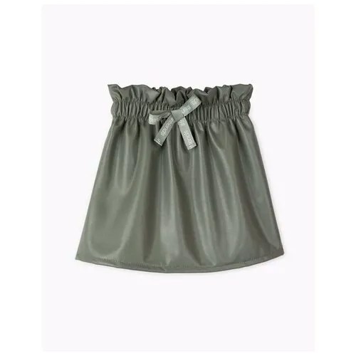Хаки юбка Paperbag из экокожи для девочки Gloria Jeans