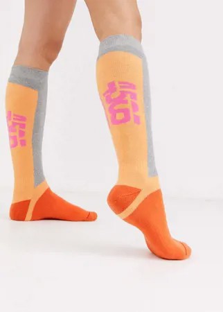Неоново-оранжевые лыжные носки ASOS 4505-Мульти