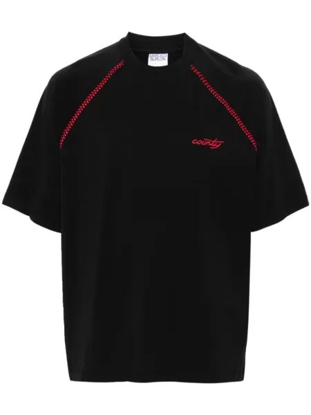Marcelo Burlon County of Milan футболка с вышитым логотипом, черный