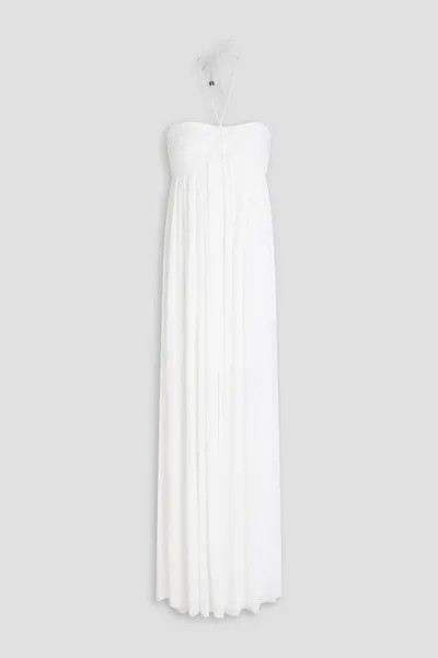 Сетчатое платье макси с вырезом халтер, украшенное кристаллами Rotate Birger Christensen, слоновая кость