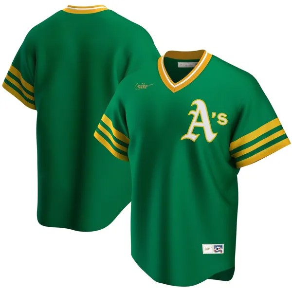 Мужская футболка команды Kelly Green Oakland Athletics Road Cooperstown Collection Nike