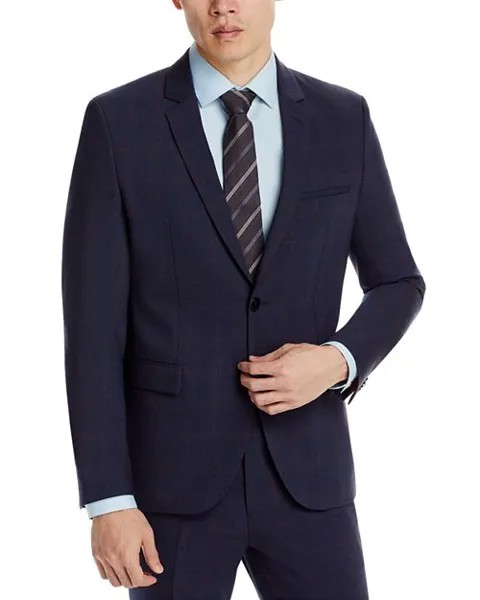 Костюмный пиджак в тональную клетку Arti Extra Slim Fit HUGO, цвет Blue