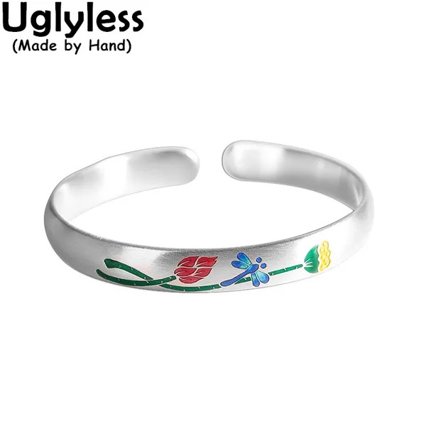 Восточная эстетика Uglyless, тайские серебряные хризантемы стандартной длины для женщин, однотонные серебряные браслеты из 999 чистого серебра ...