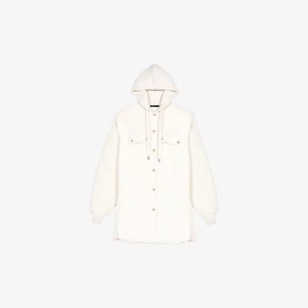 Пальто Gella из искусственного меха с капюшоном Maje, цвет blanc