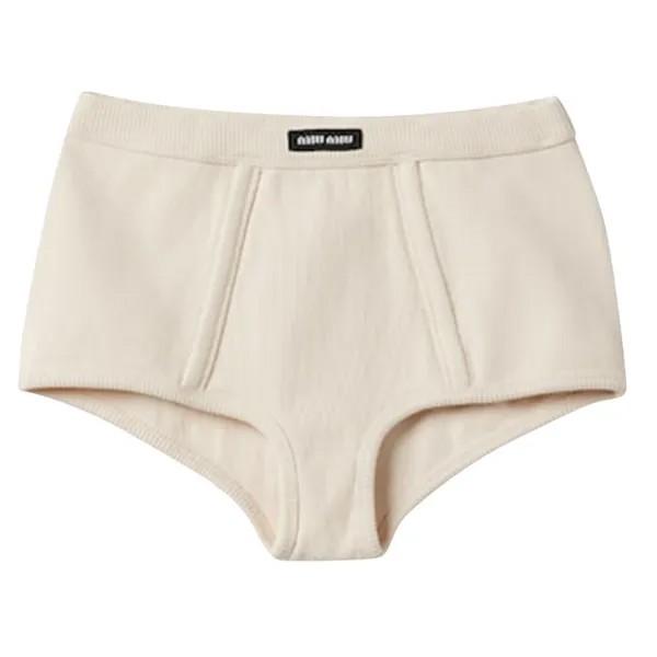 Шорты Miu Miu Ribbed Boxer Shorts, цвет Natural