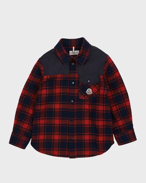 Фланелевая рубашка на пуговицах для мальчика Moncler, цвет 70-456 Redblack